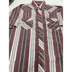 Wrangler Western Shirts Pearl Snap Button Front SS THIN Stripe Design Pit-Pit 25